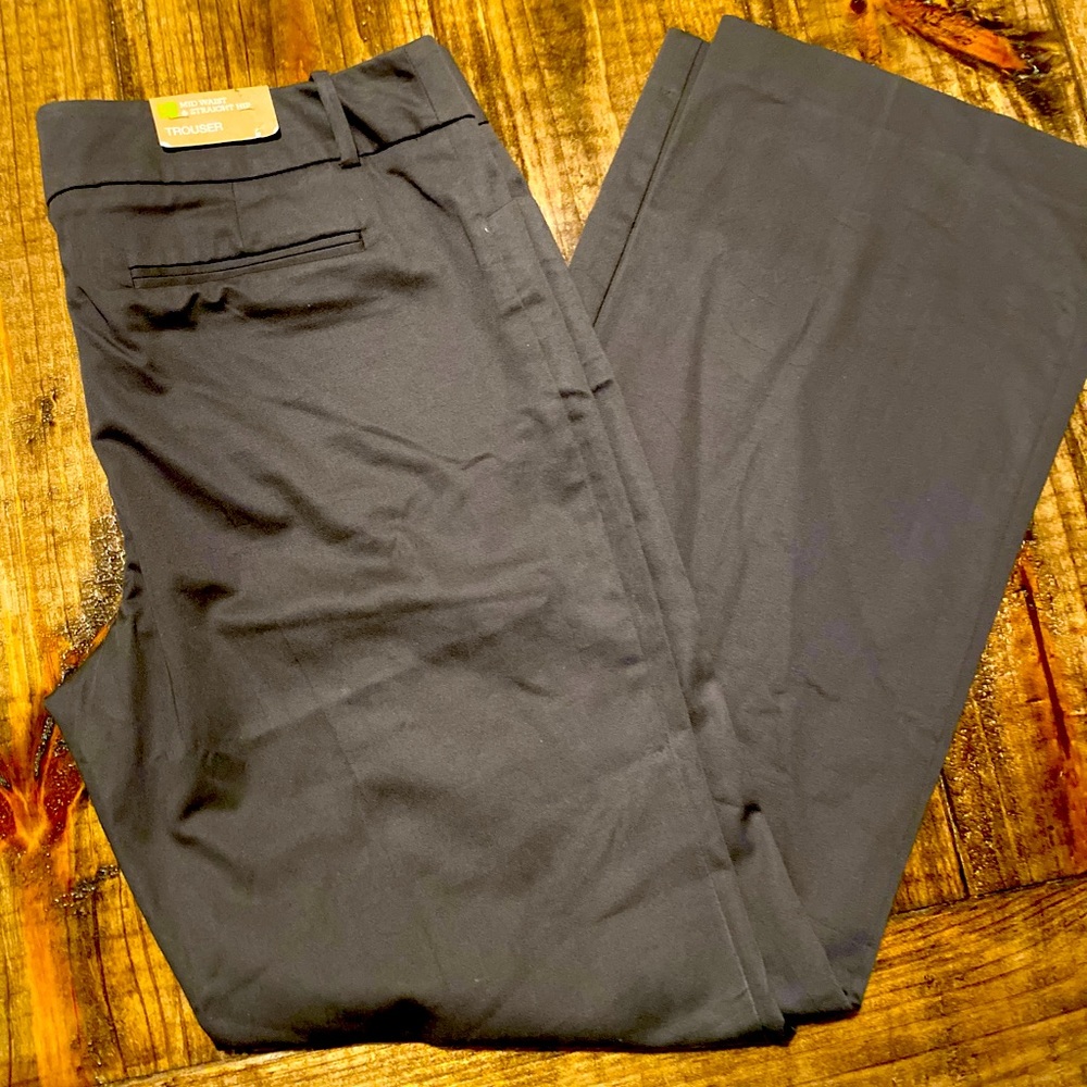 Trousers, slacks, office casual, mid waist, straight hip, gray, size 14